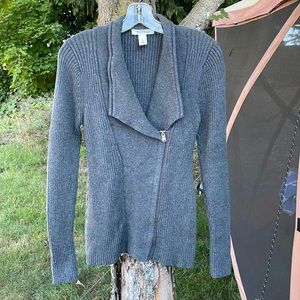 White House Black Market zipper sweater grey Small